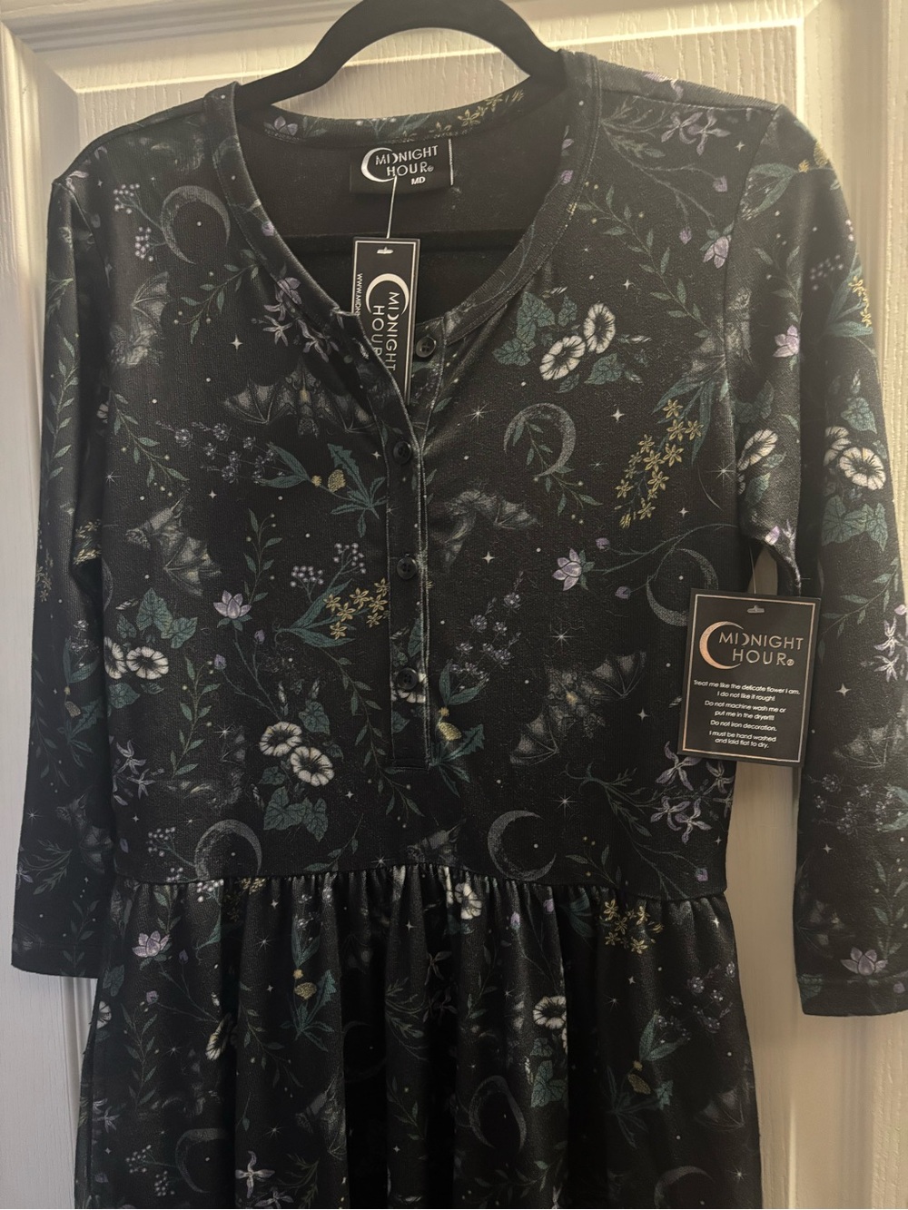 Midnight Hour Bats Garden Henley Maxi Dress - Picture 4 of 13